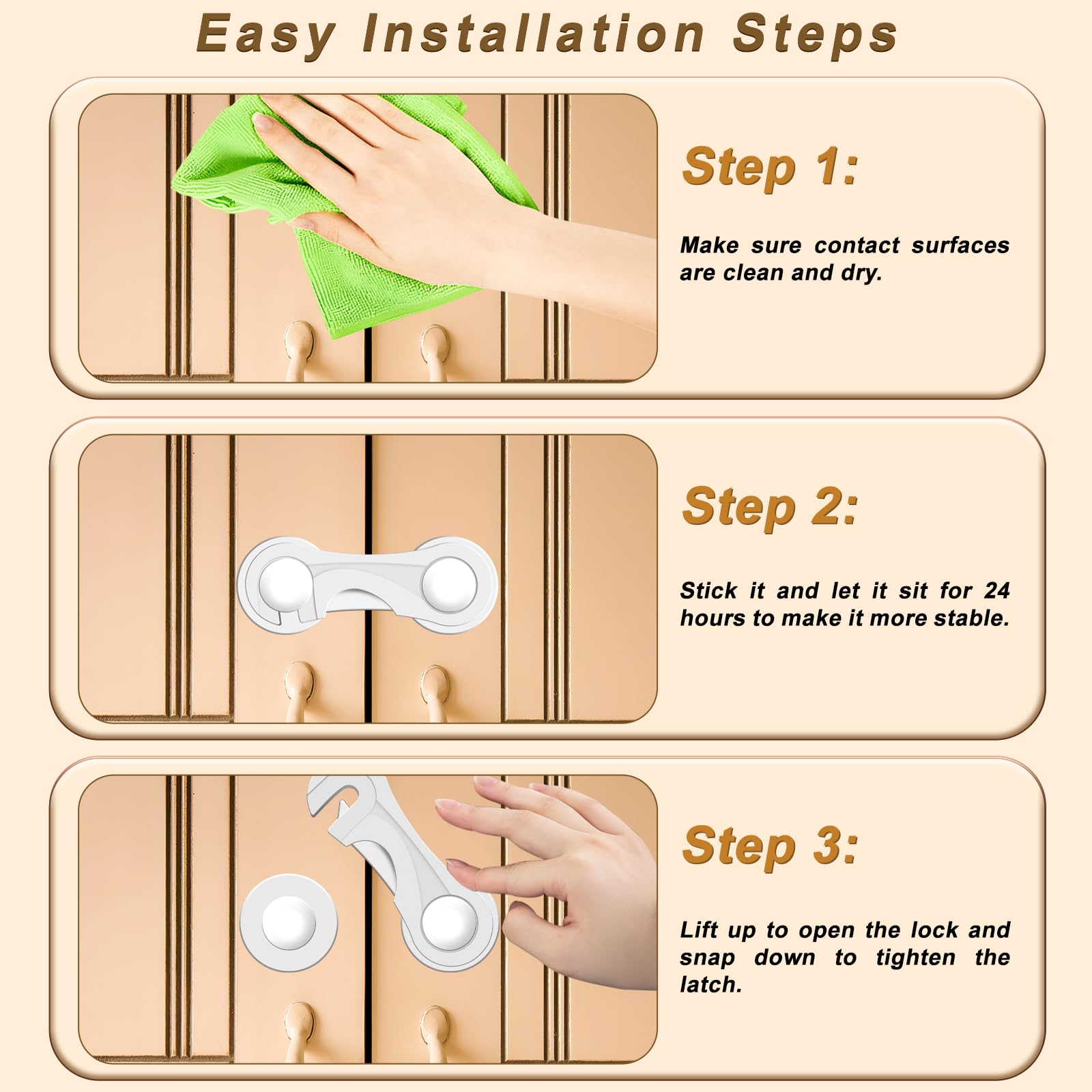 Furein cabinet locks adhesive installation for damage-free setup