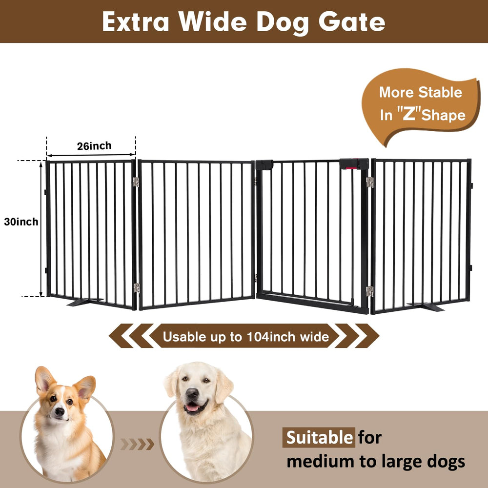 Furggis 4-panel dog gate extended width for large openings and archways.