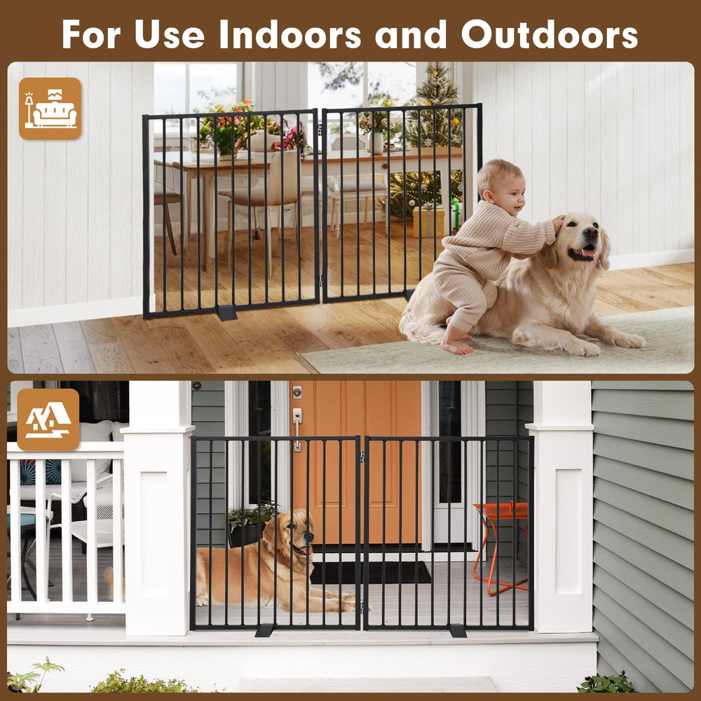 Furggis 52in dog gate folded flat for compact storage.