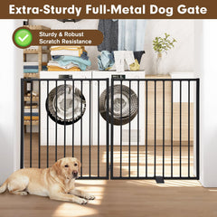 Furggis 52in dog gate self-closing door enables hands-free control.