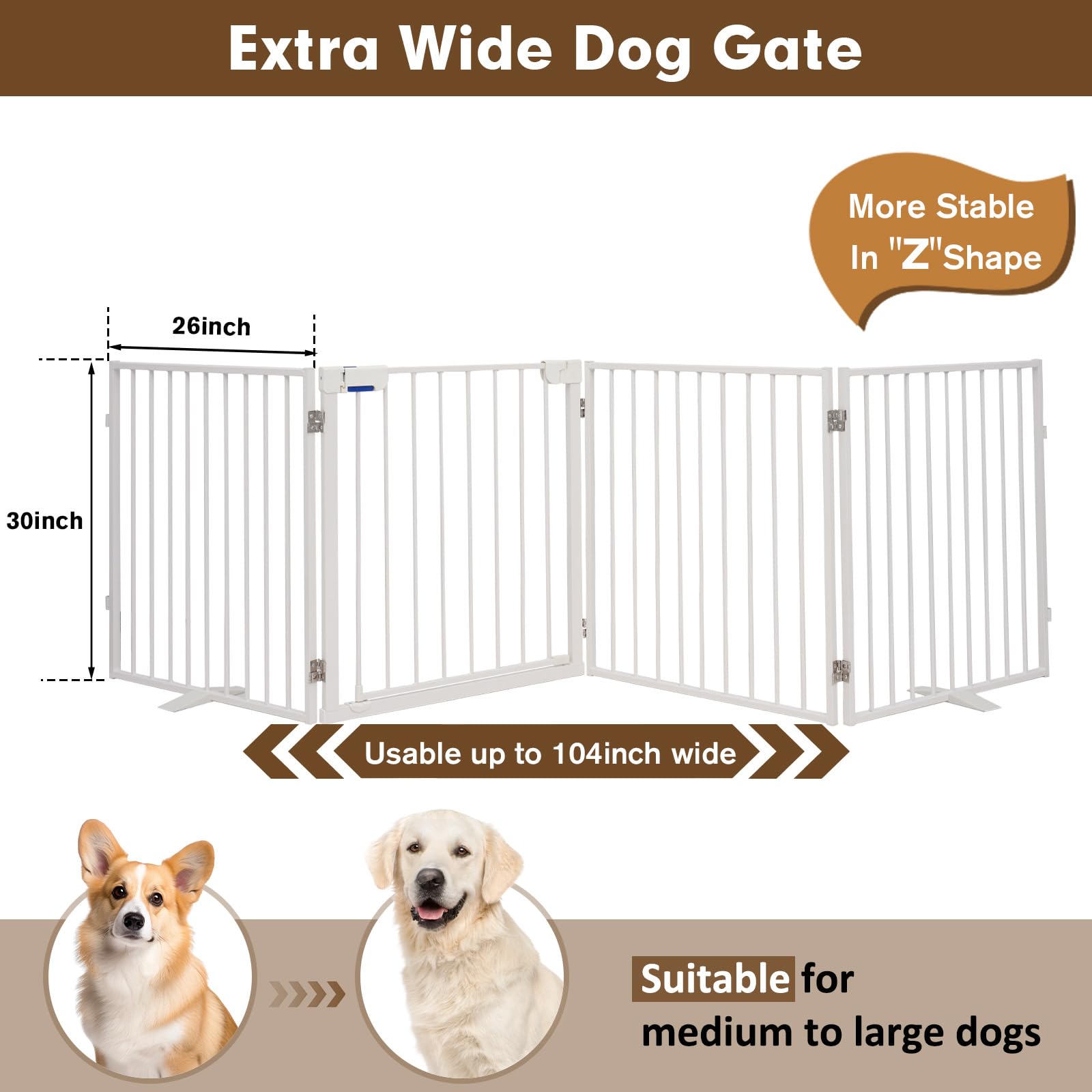 Furggis dog gate with 360-degree hinges supports flexible room layouts.
