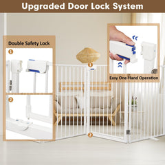 Furggis dog gate auto-close feature visualized during convenient one-handed operation for easy transitions