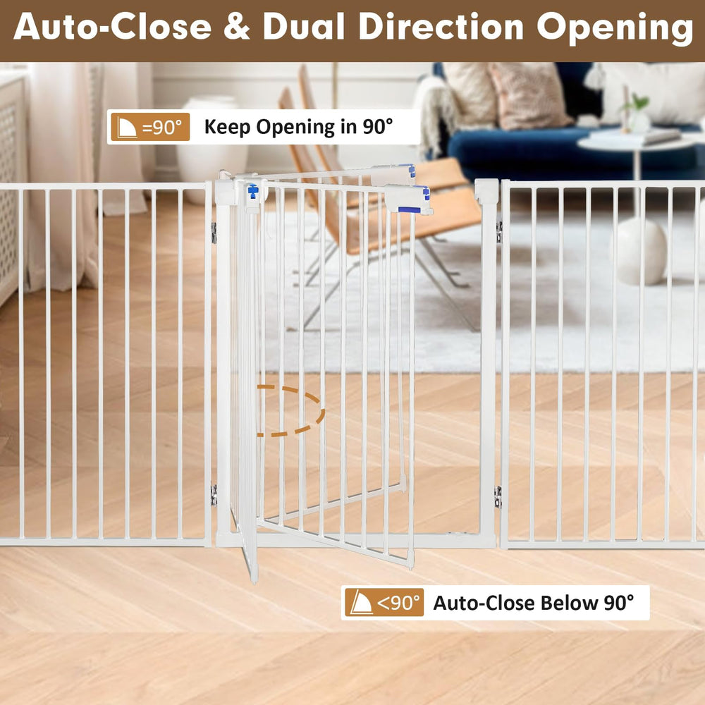 Furggis dog gate hinge detail demonstrates 360-degree door flexibility for flexible room layouts