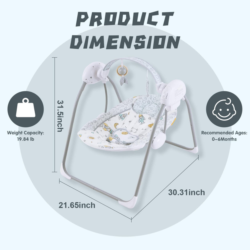 Furmubei portable baby swing built-in melodies with adjustable volume to soothe baby.