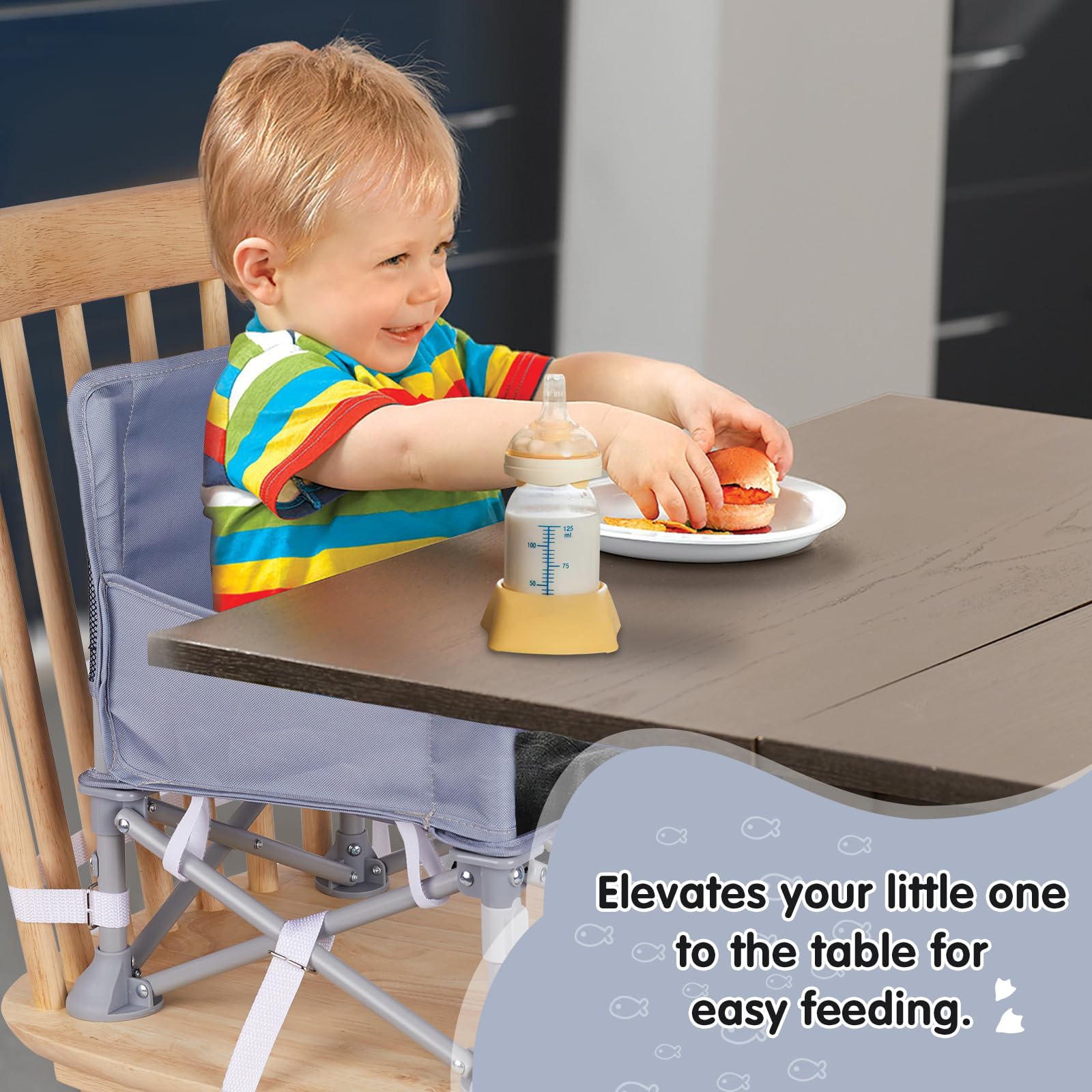 Furmubei camping baby seat with sturdy base for stable outdoor seating.