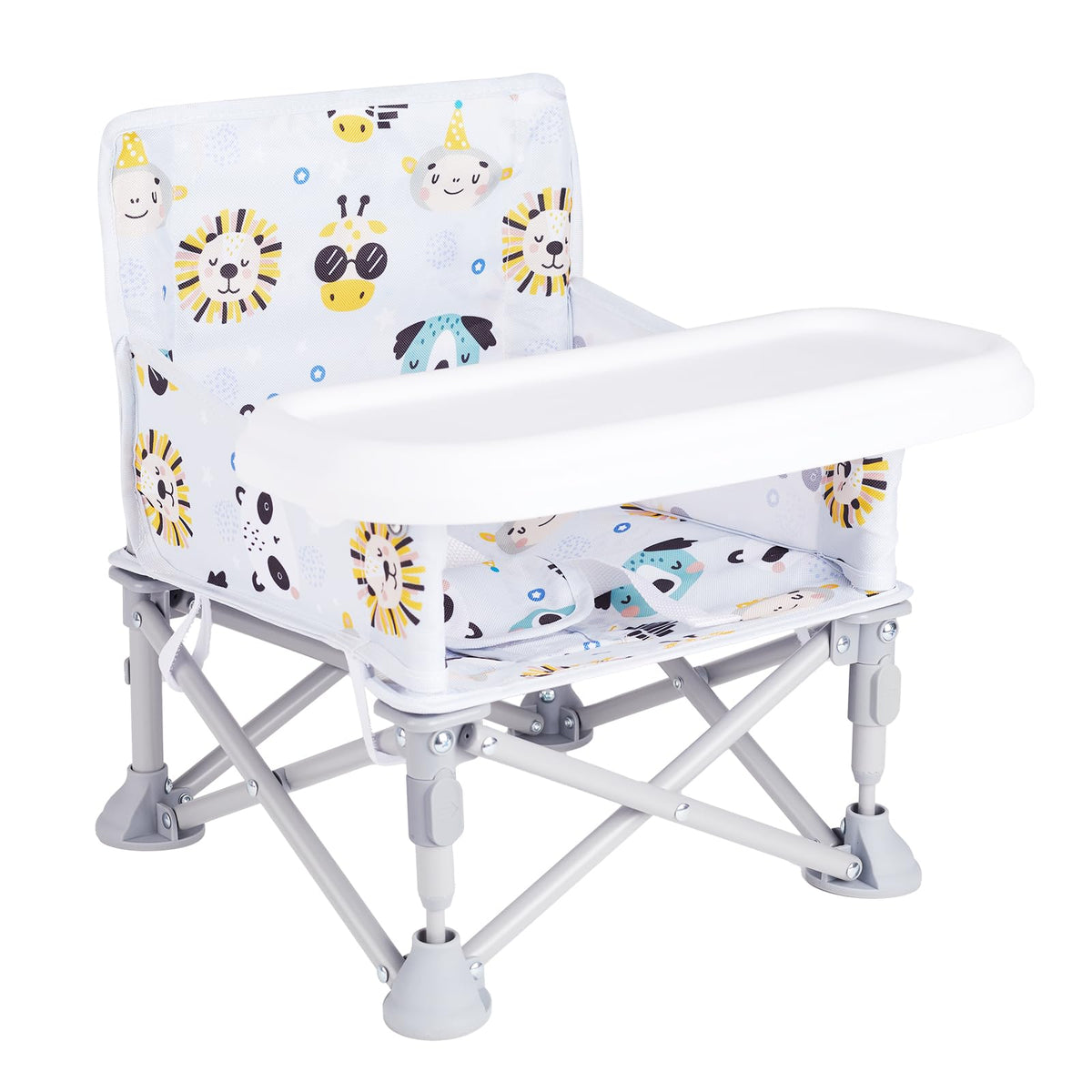 Furmubei portable baby booster seat with tray for convenient meals on the go.