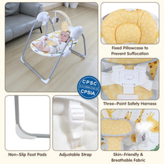 Furmubei Portable Baby Swing fully opened with roomy seat for comfort