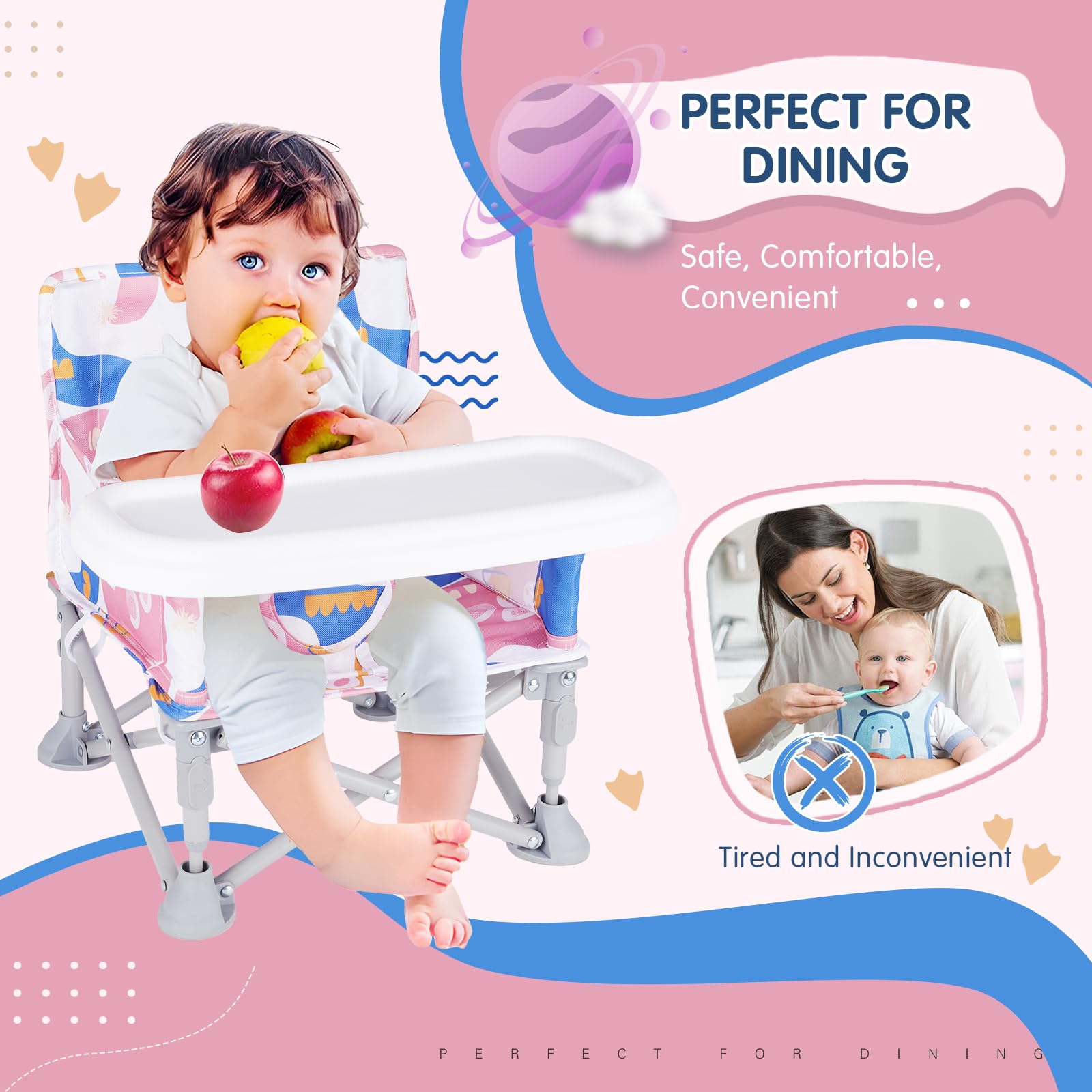 Furmubei travel-friendly booster seat in compact carry bag for easy trips.