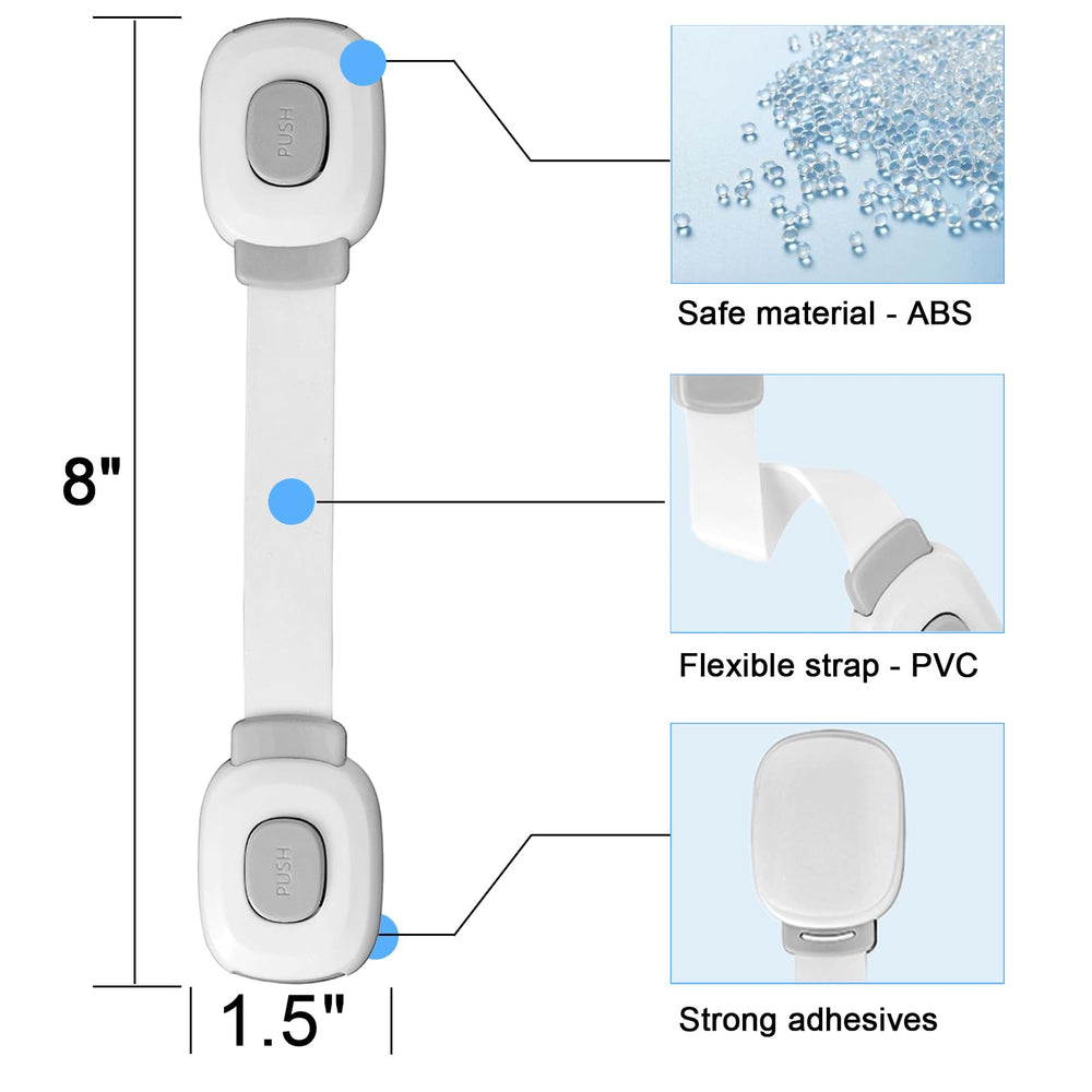 FursafeQ adhesive cabinet lock on drawer edge demonstrates strong dual-sided tape.