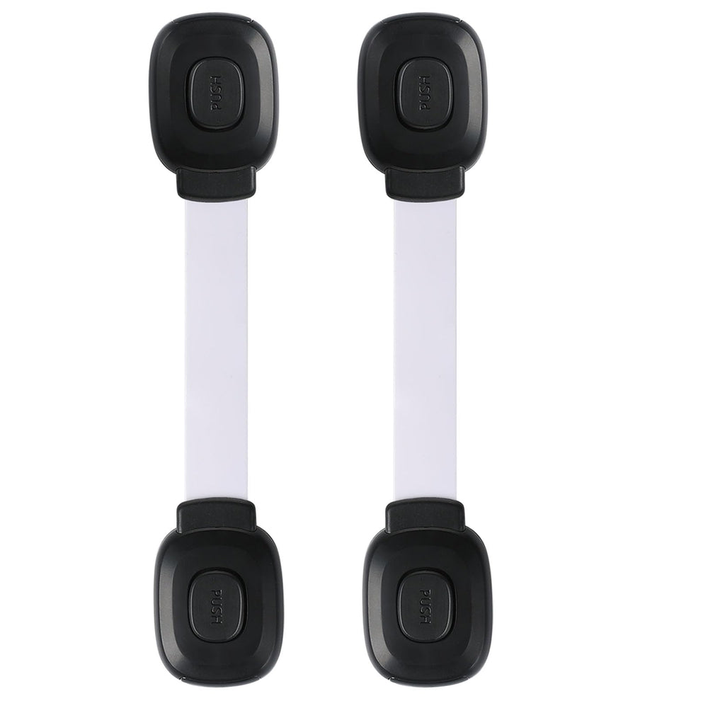 Fursafe&Q baby cabinet locks with adhesive straps for easy no-drill childproofing.