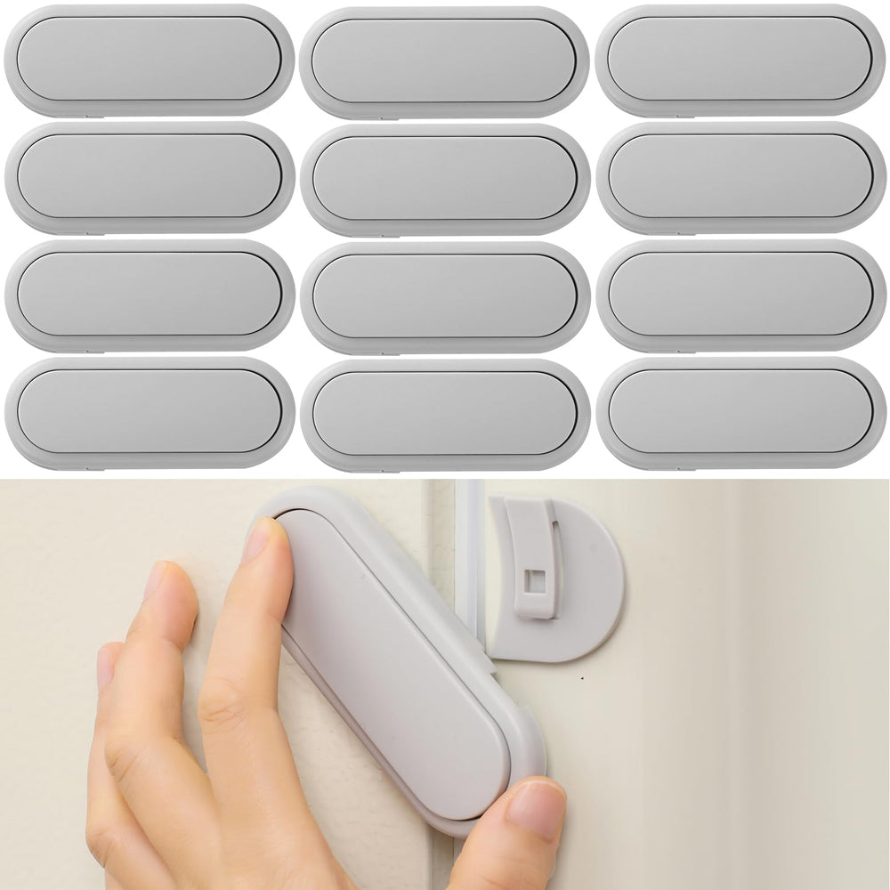Fursafe&Q baby proof locks installed on cabinet doors with no-drill installation.