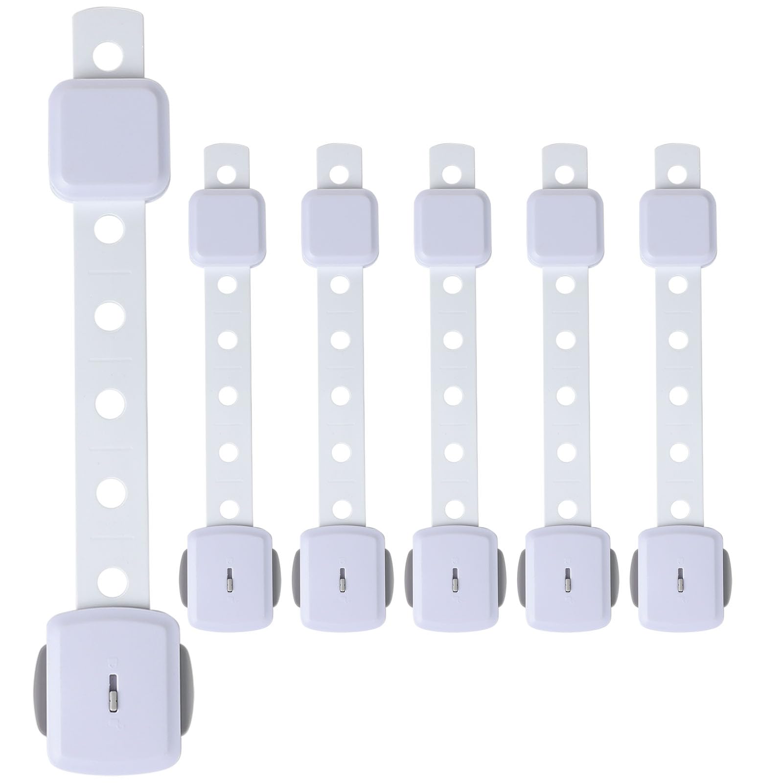 Fursafe&Q cabinet lock closeup shows adhesive tape for quick babyproofing