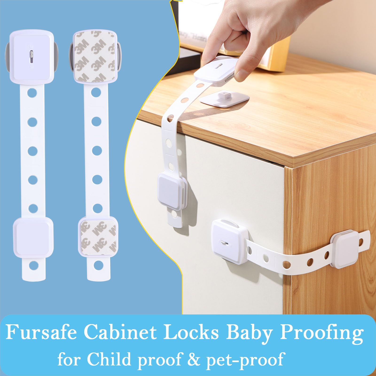 Fursafe&Q fridge lock attached with adhesive for kitchen safety