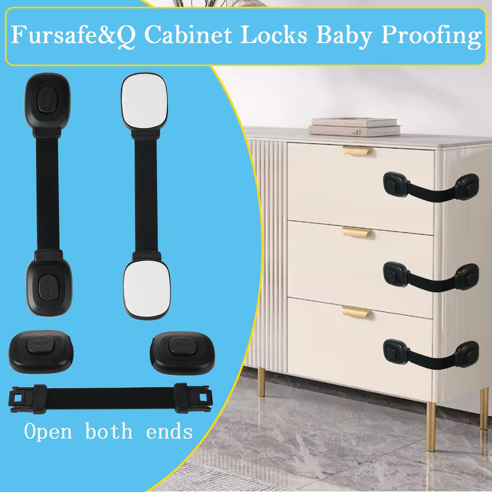 Fursafe&Q fridge lock in black ensuring accessible perishables are kept out of reach.