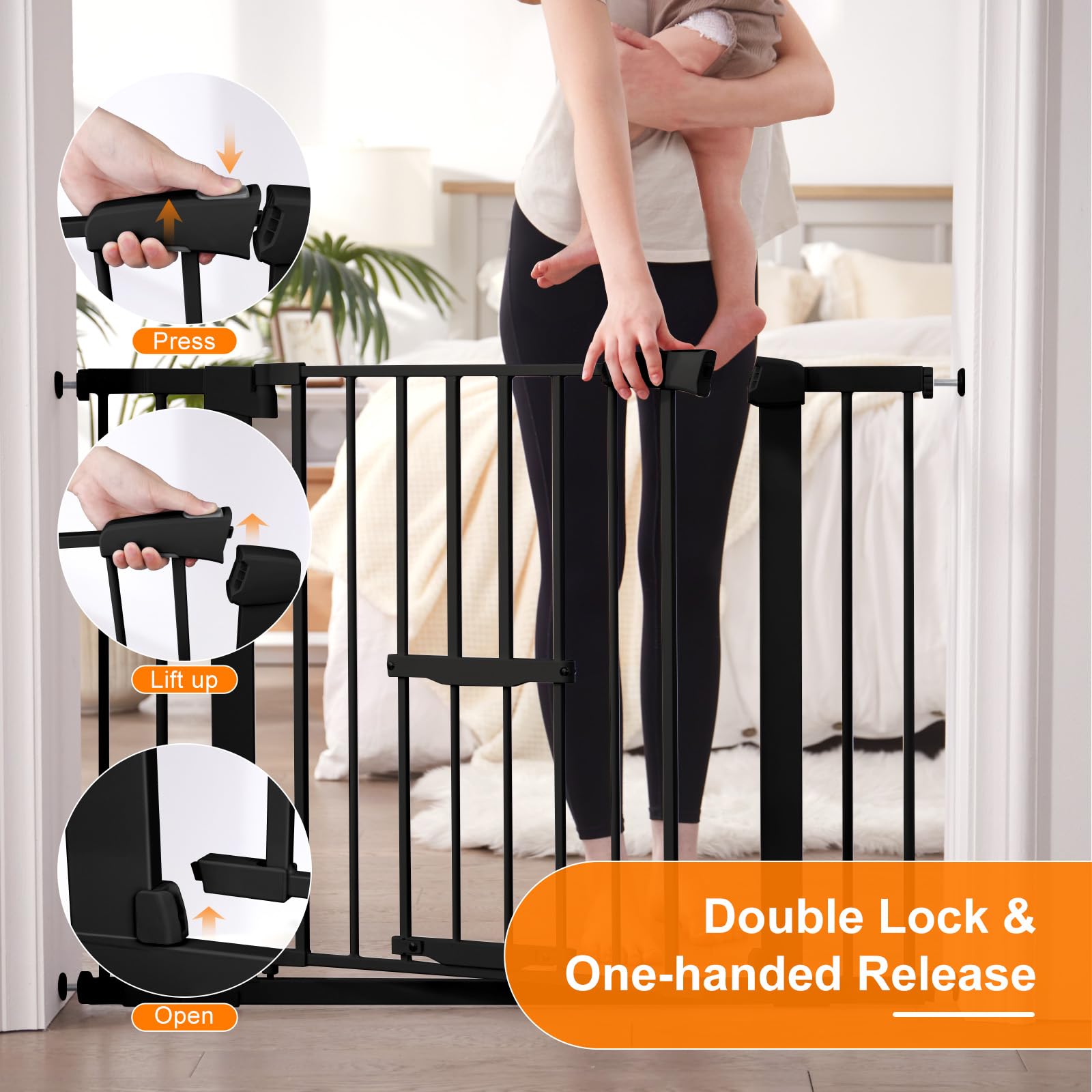 FURTIME gate's 2-17-inch bar spacing helps prevent squeezing and gaps