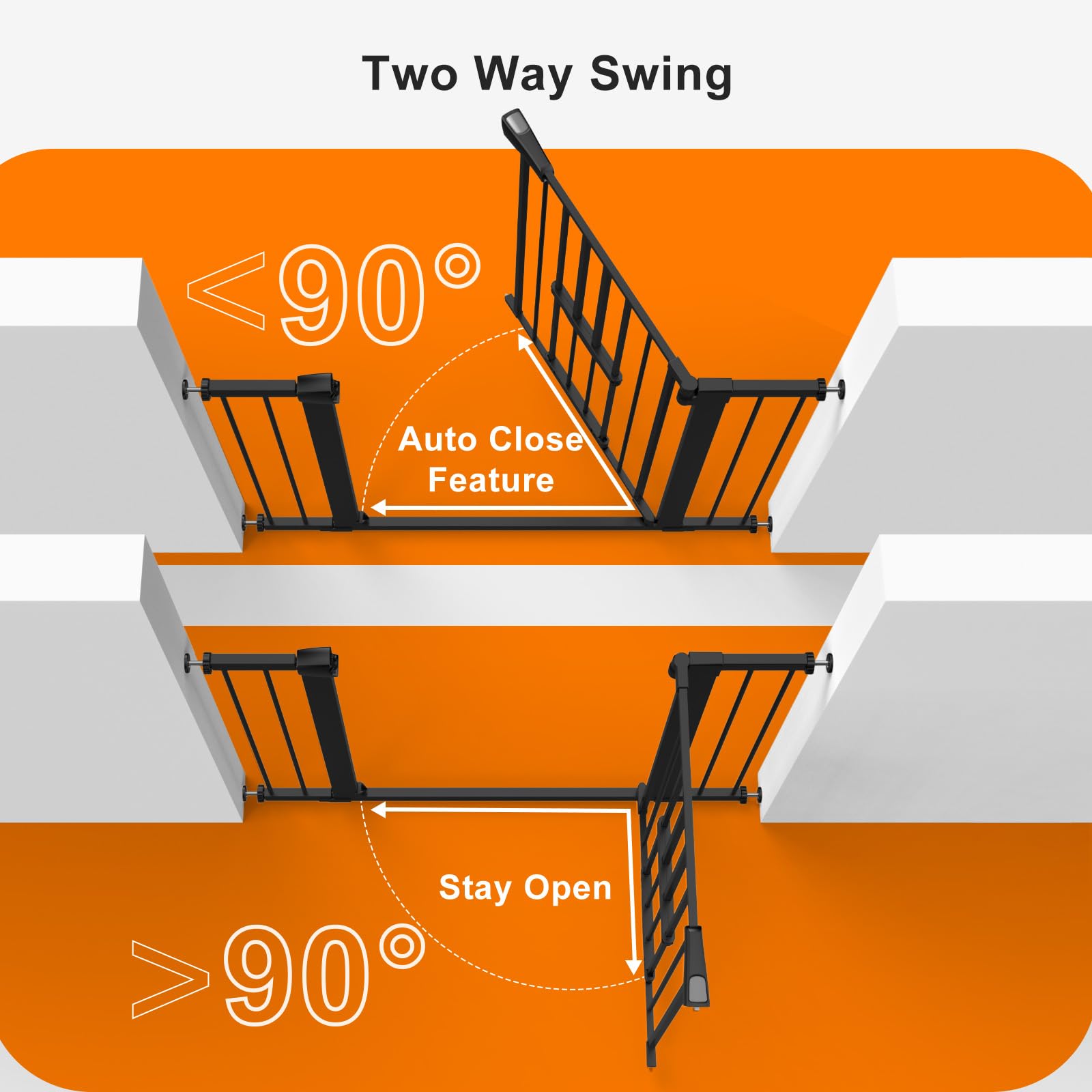 FURTIME black walk-through gate emphasizes easy access with a sleek look