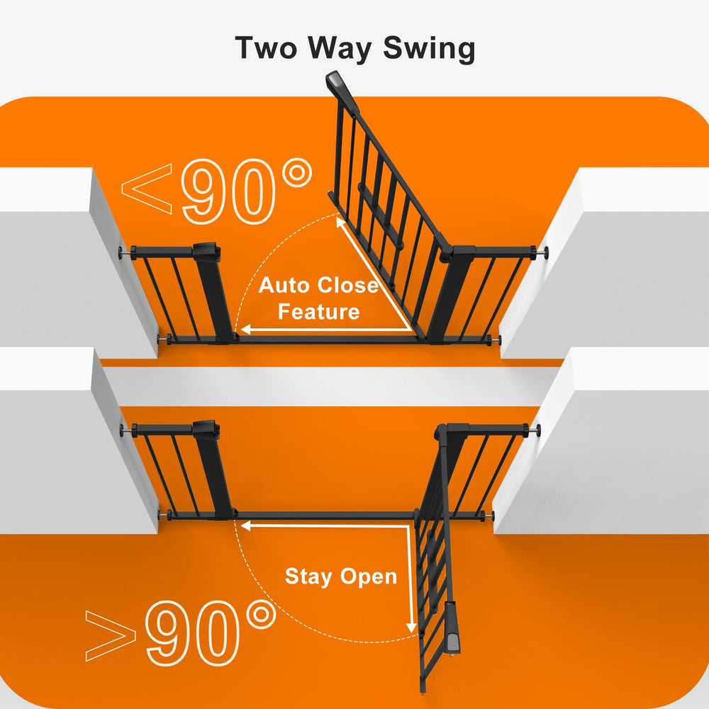 FURTIME black walk-through gate emphasizes easy access with a sleek look