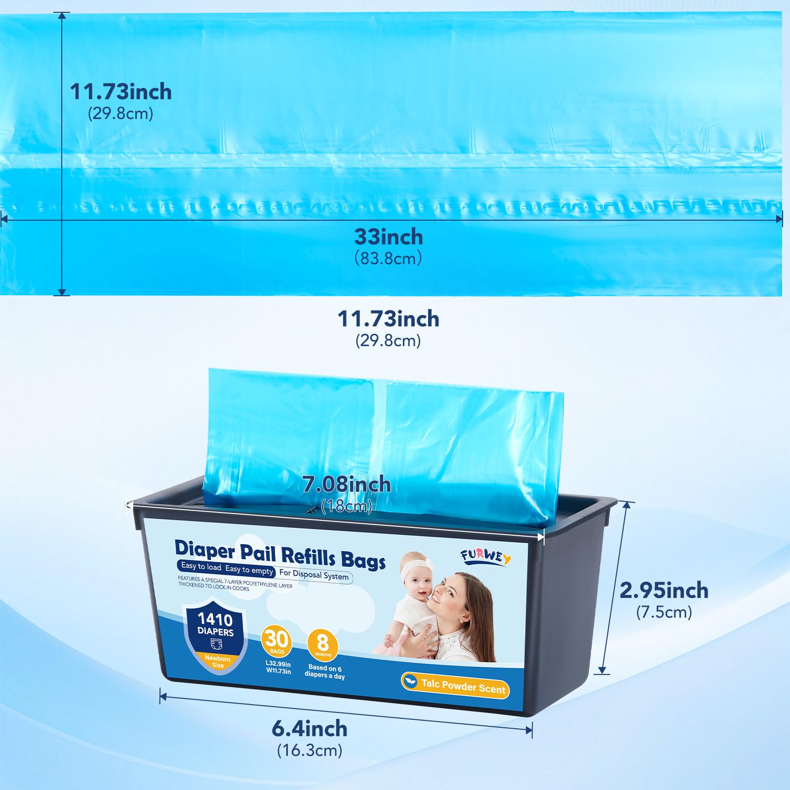 FURWEY Genie Easy Roll compatibility highlights seamless fit with signature diaper pails.