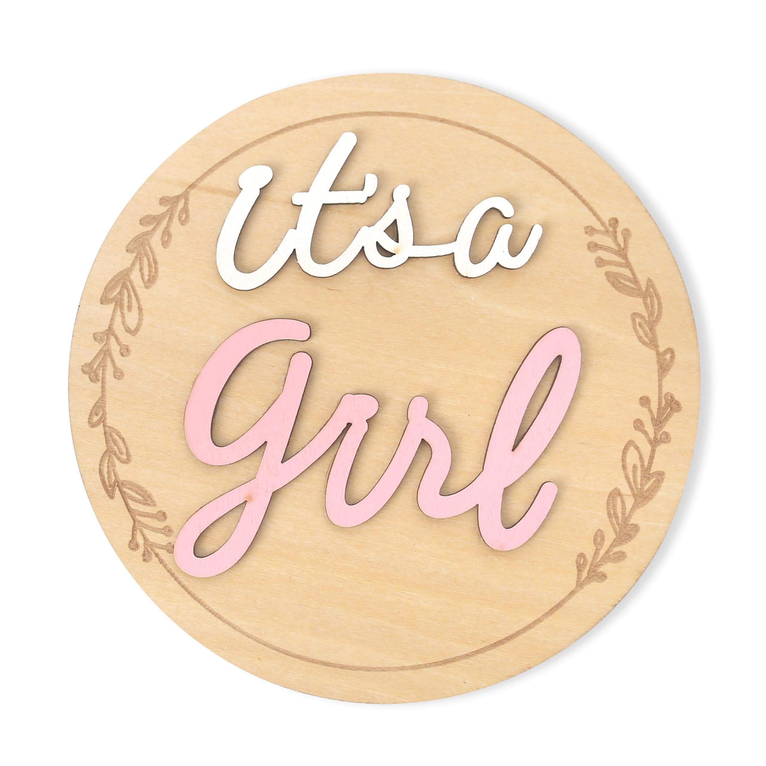 FUTNH gender reveal sign in pink, 4.8 inches, ideal for elegant baby announcements.