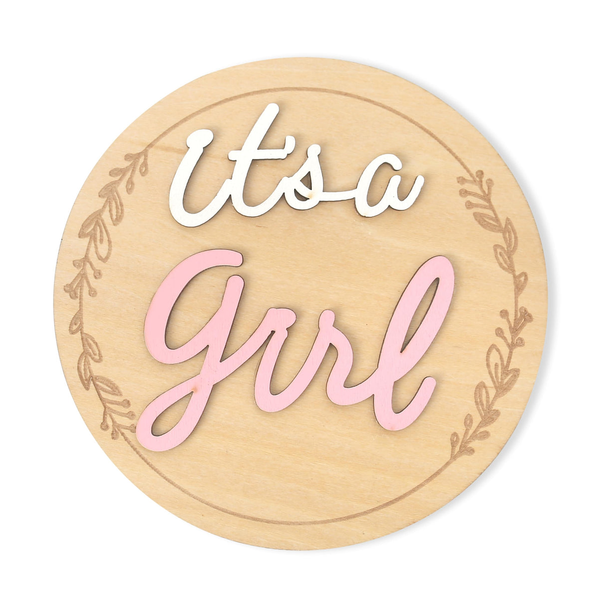 FUTNH gender reveal sign in pink, 4.8 inches, ideal for elegant baby announcements.