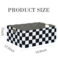 FUULOXE Checkered Storage Basket folded setup demonstrates its collapsible design for travel and seasonal storage.