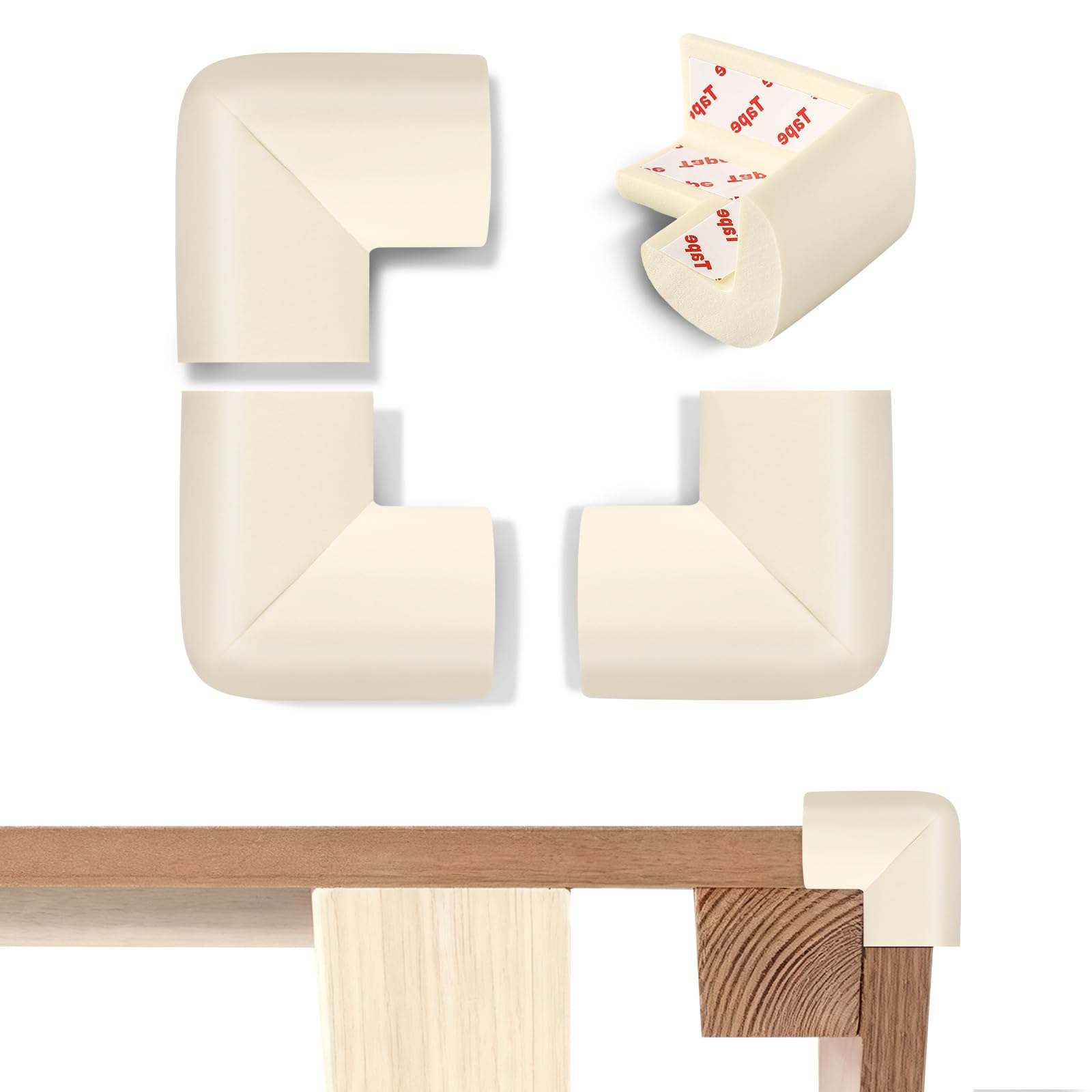 Fvbber L-shape white corner guard protects furniture corners with soft cushioning for safer play.
