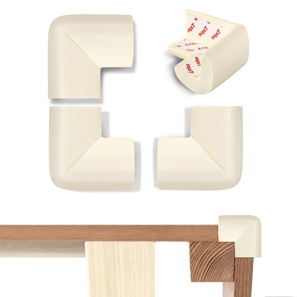 Fvbber L-shape white corner guard protects furniture corners with soft cushioning for safer play.