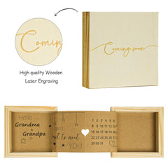 FvMemo wooden keepsake box 5x5 frames the announcement with durable, long-lasting quality.