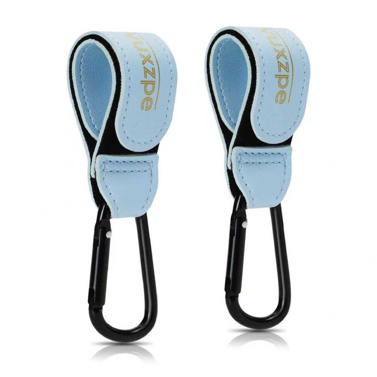 FVUXZPE 2-pack stroller hooks on a handle for hands-free storage.
