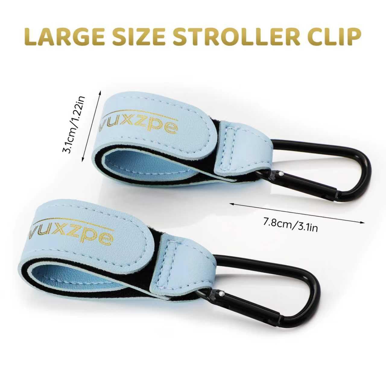 FVUXZPE stroller hooks attached to a diaper bag for quick access.