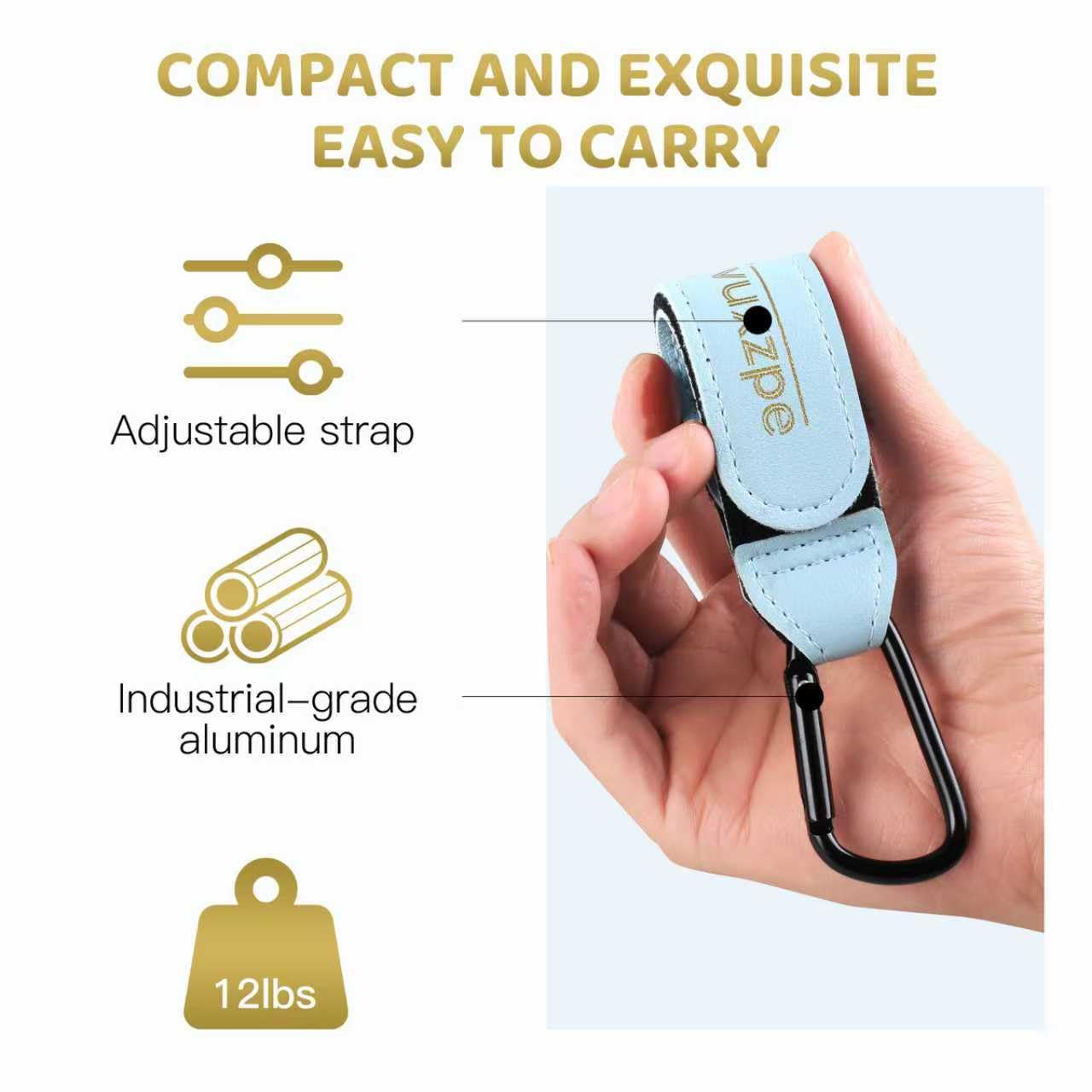 FVUXZPE stroller hooks fit diverse handles for carts, bikes, and luggage.