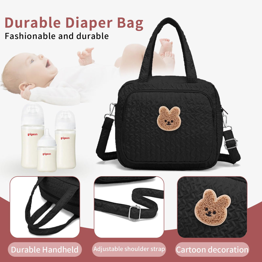 Fwkekye diaper bag in black suits both boys and girls.