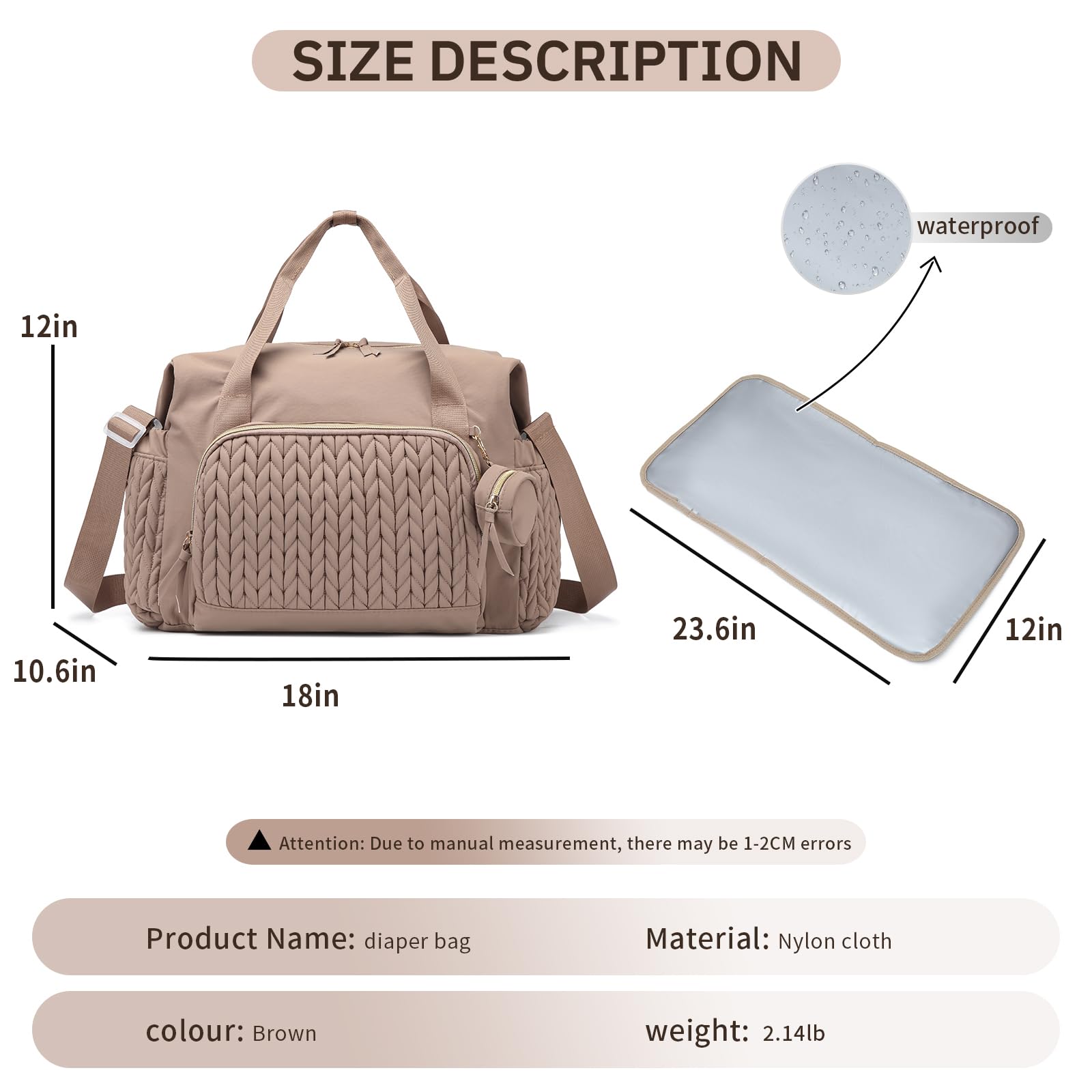 Fwkekye Diaper Bag Insulated Pockets protect bottles and maintain temperature.