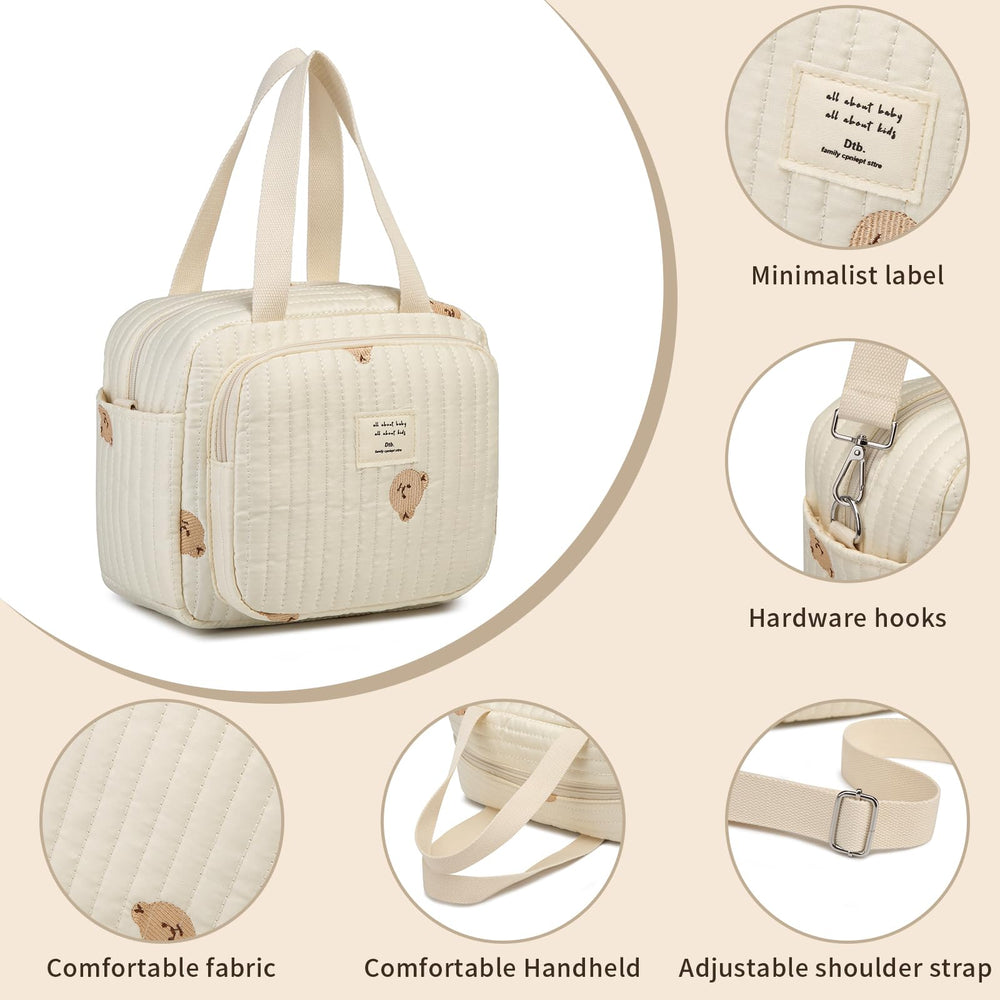 Fwkekye small diaper bag tote bottle pockets keep bottles ready during outings.