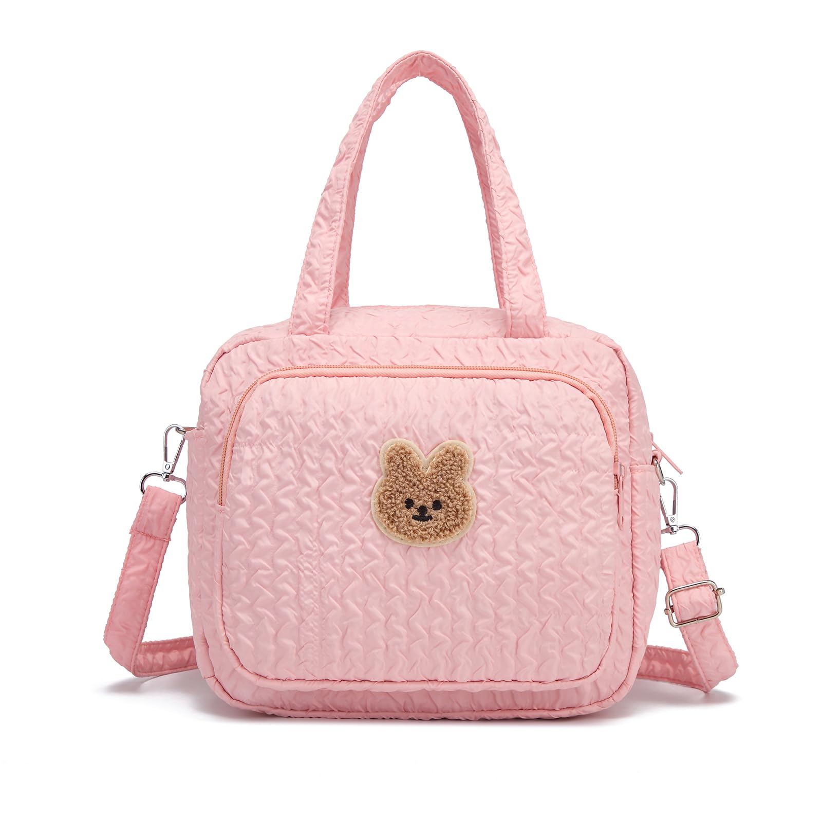 Fwkekye small diaper bag tote pink front view for easy daily use.