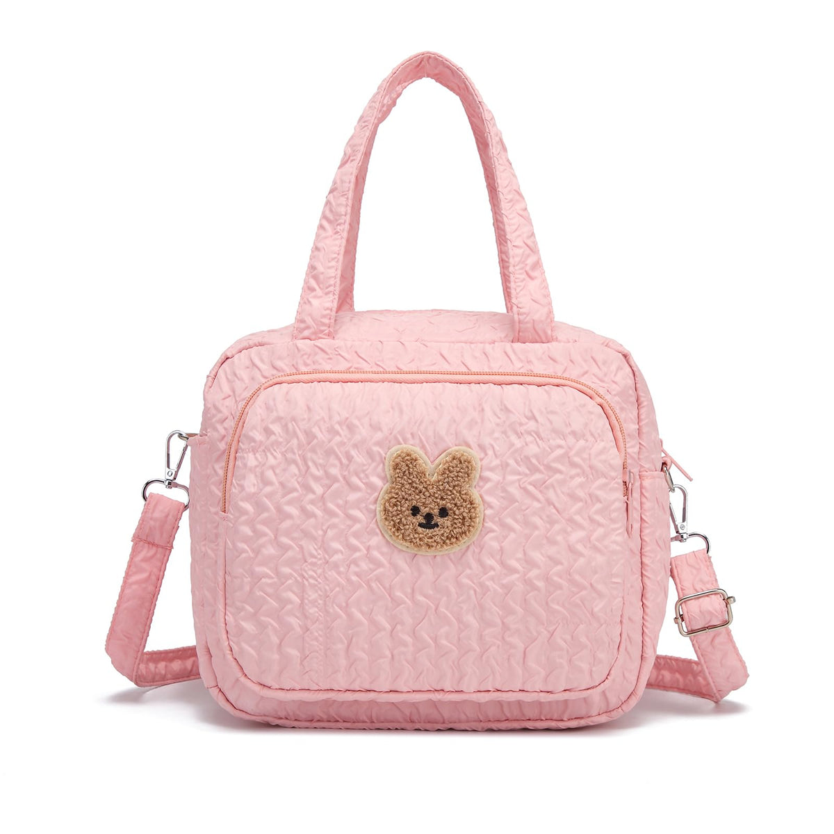Fwkekye small diaper bag tote pink front view for easy daily use.