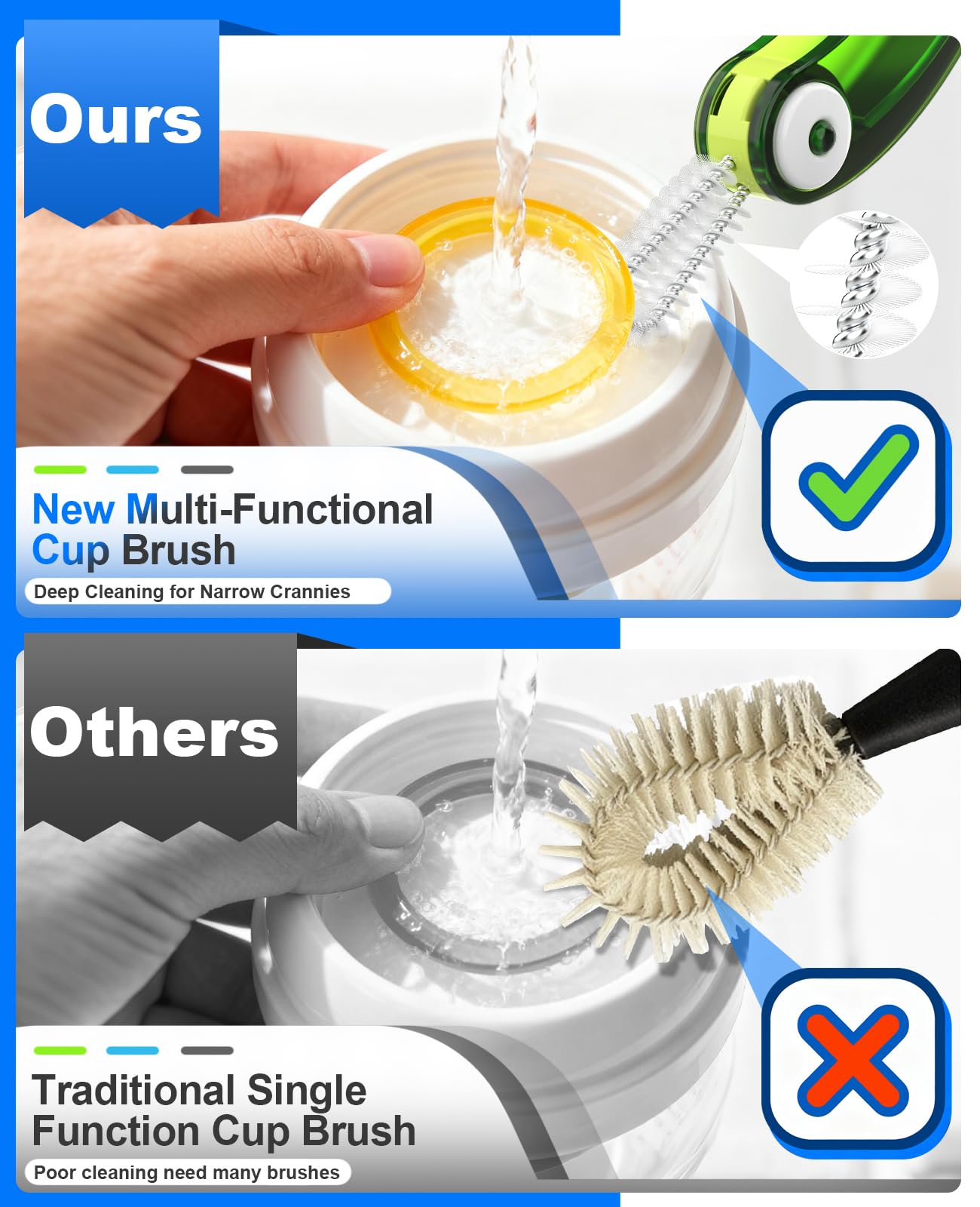 Fwomucl multi-use cleaner suits baby bottles, cups, thermoses, and teacups.