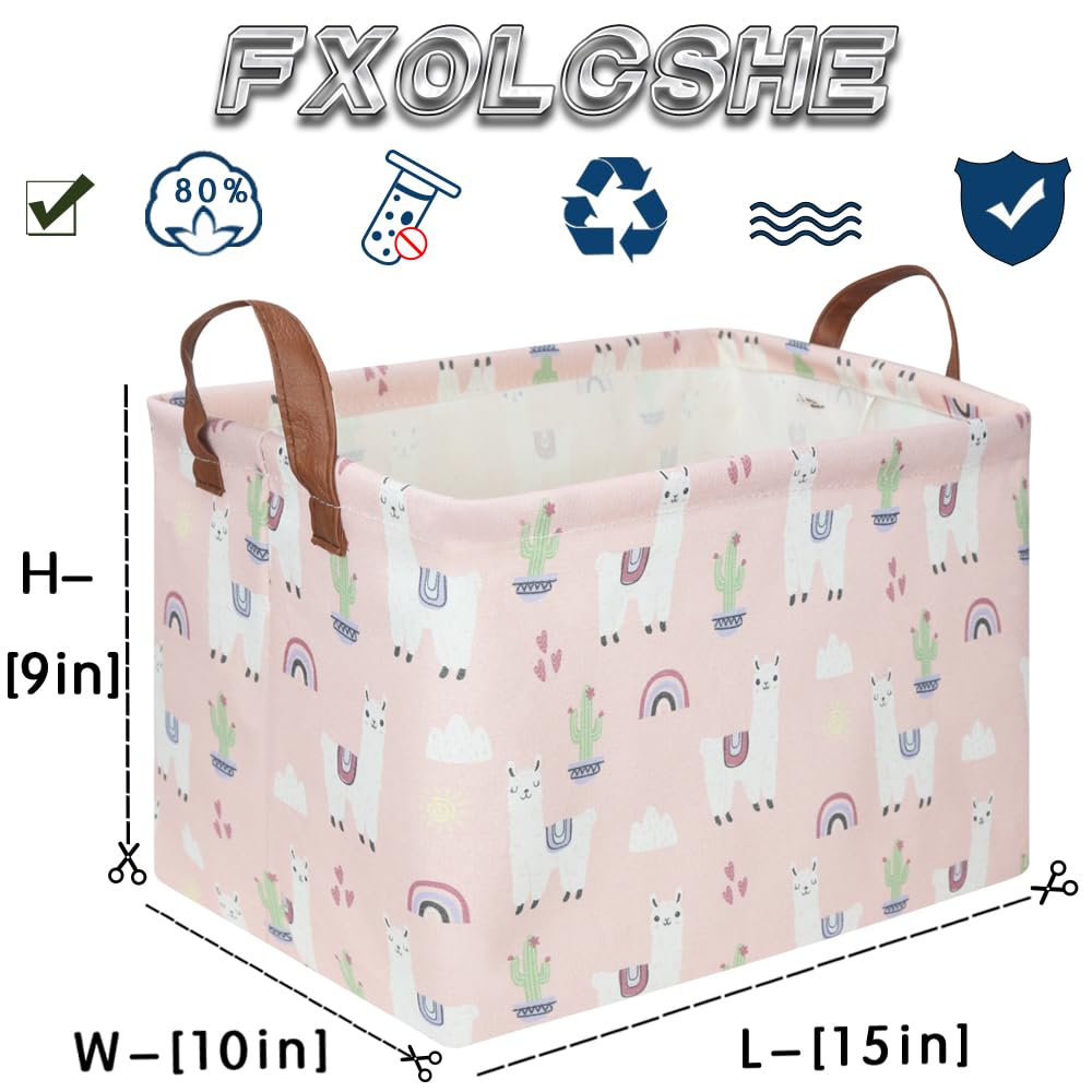 FXOCSHE alpaca cartoon pattern bin brightens kids room storage.
