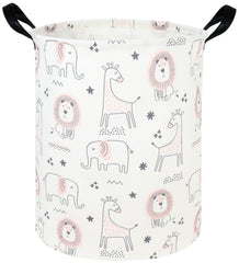 FXOCSHE pink animal hamper front view for toy storage and nursery organization.