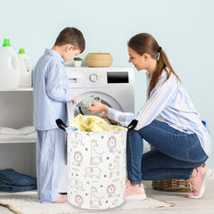 FXOCSHE pink animal hamper open view shows easy stand-up design for quick access.