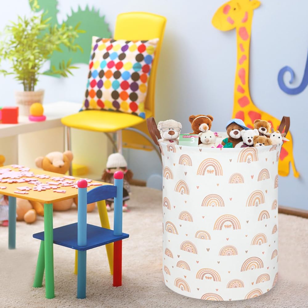 FXOCSHE baby nursery rainbow pattern laundry hamper fits cute nursery organization.