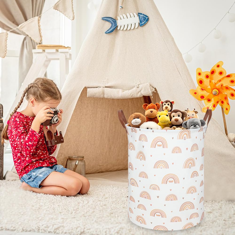 FXOCSHE boho rainbow laundry hamper open-top view for easy sorting and access.