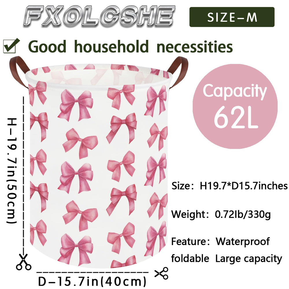 FXOCSHE Bow laundry basket folded storage saves space when not in use.