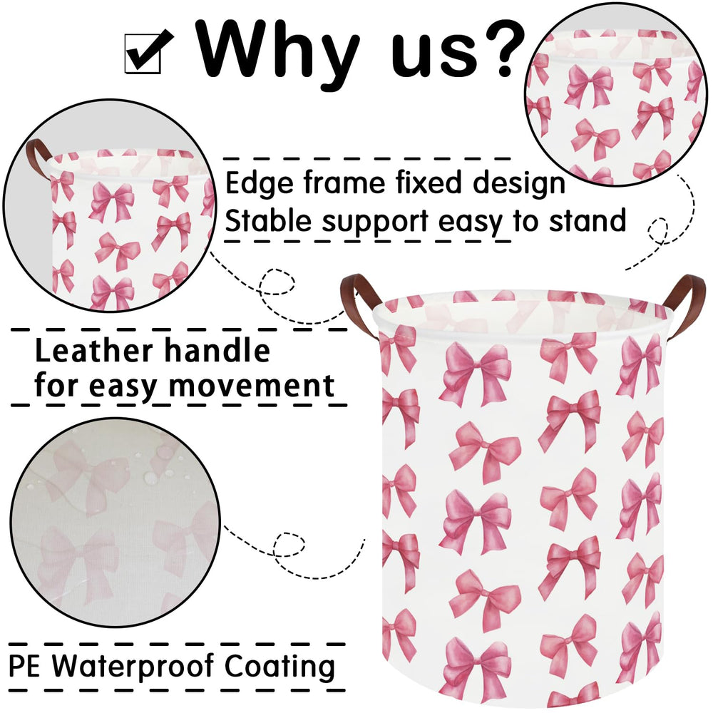 FXOCSHE Bow laundry basket leather handles enable portable, lightweight transport.