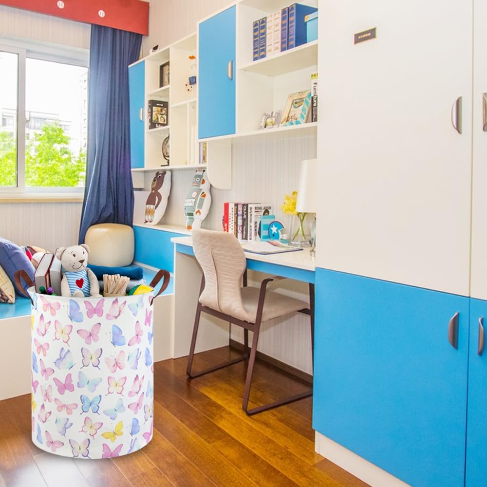 FXOCSHE Butterfly laundry basket in car trunk for travel storage.