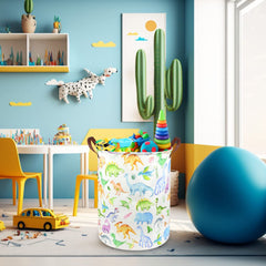 FXOCSHE dinosaur storage basket with toys inside shows easy organization for kids