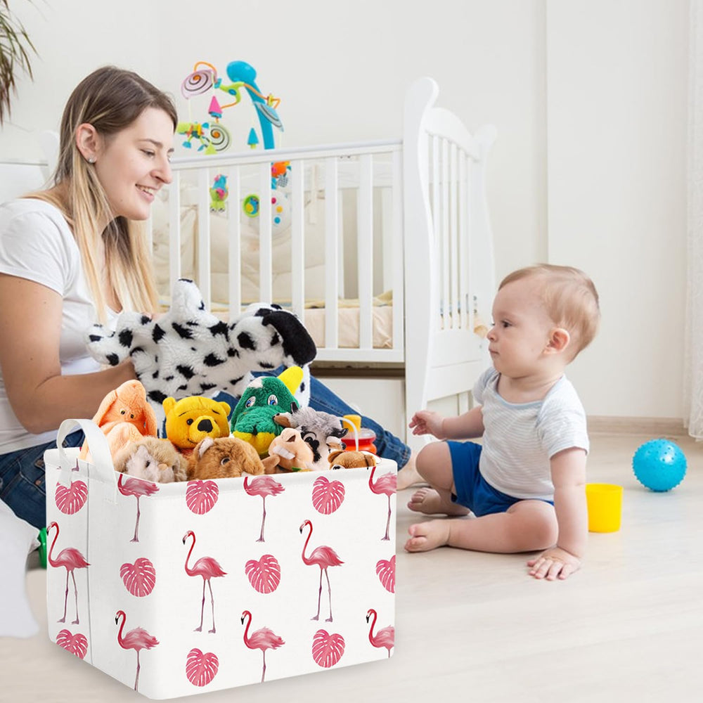 FXOCSHE Flamingo Pink Basket leather handle for portable use.