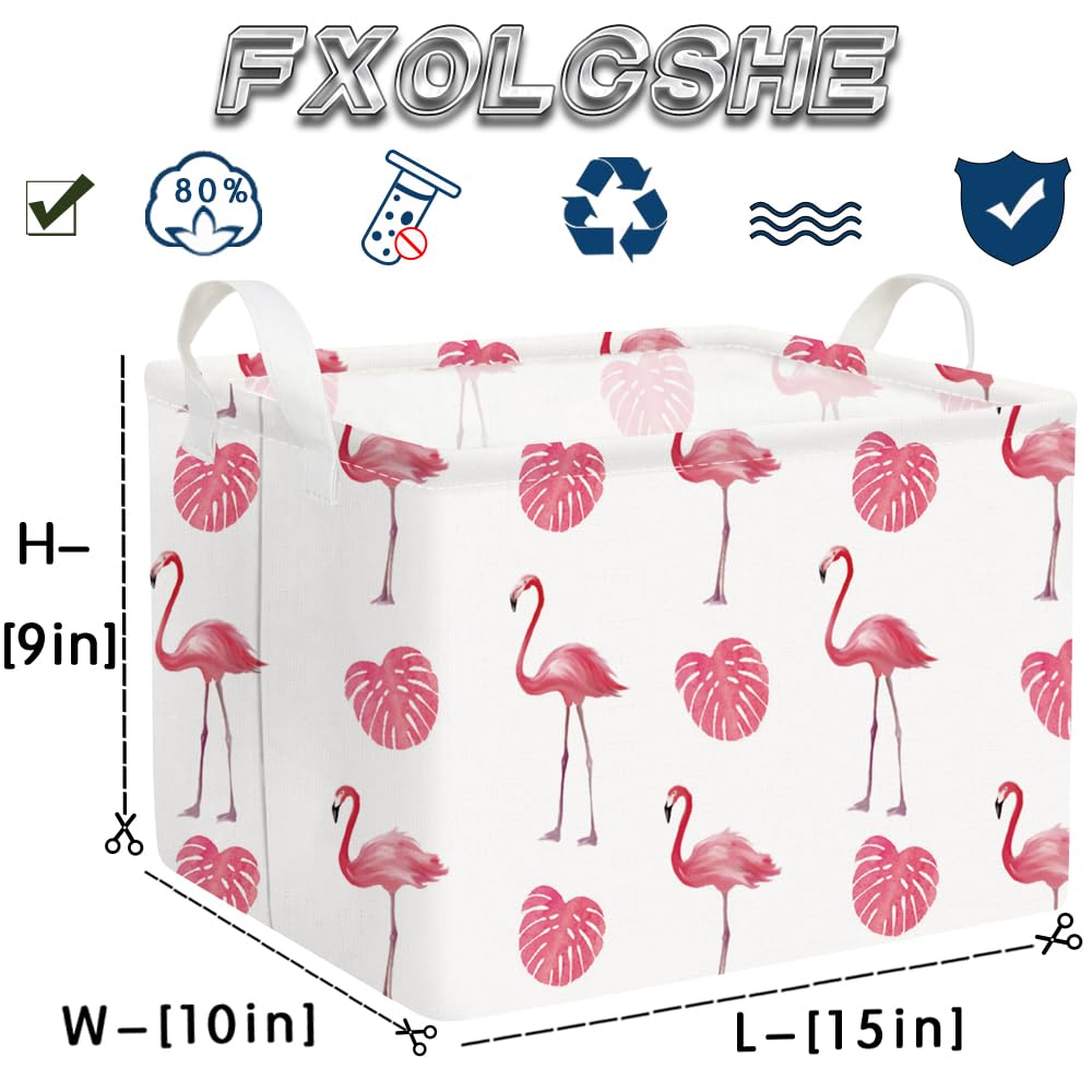FXOCSHE Flamingo Pink Basket toy room storage solution.