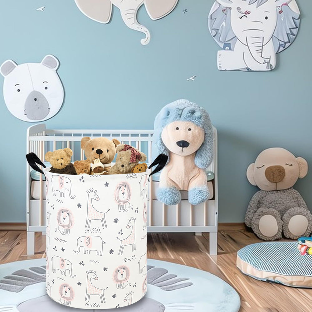 FXOCSHE foldable nursery basket with leather handle for portable use.