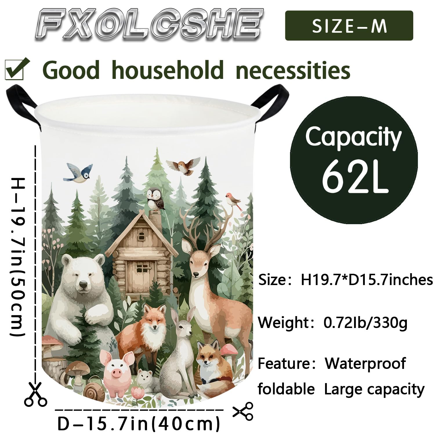 FXOCSHE forest animal laundry hamper nursery or dorm storage adds warmth.